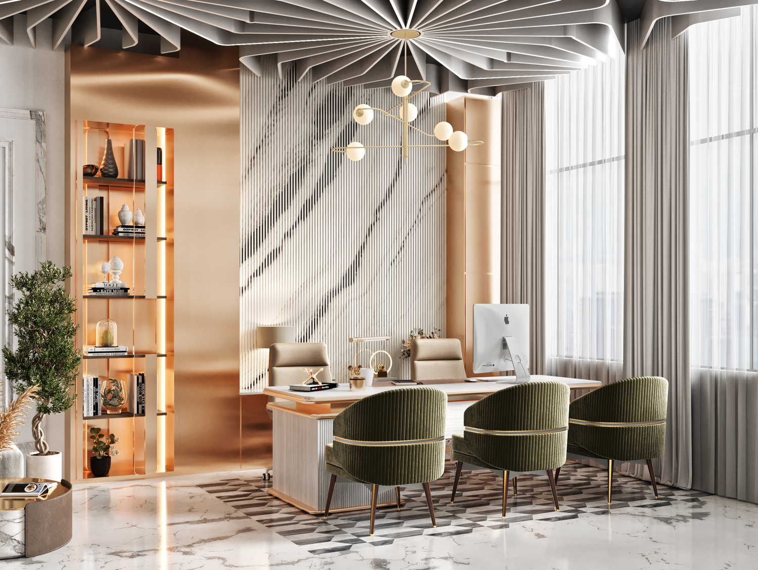 Modern Office Design with Chandelier – Visual Arch Designs